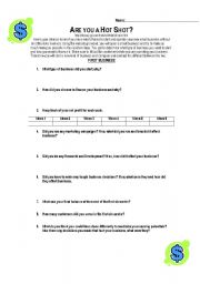 English Worksheet: Are you a Hot Shot? 