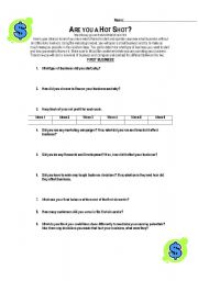 English worksheet: Are you a Hot Shot? 