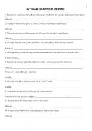 English Worksheet: Although