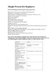 English Worksheet: simple Present and Continuous for beginners