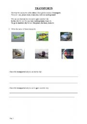 English worksheet: Means of transport Worksheets