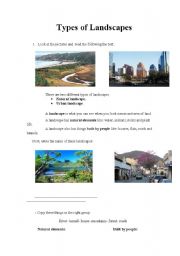 Types of Landscapes Lesson.Teacher notes and activities
