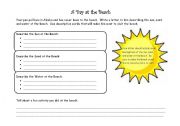 English worksheet: A Day at the Beach Writing Organizer