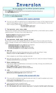 English Worksheet: Inversion