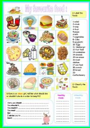 English Worksheet: my favourite food!