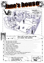 English Worksheet: describing house  ( it is  W/ B printable )