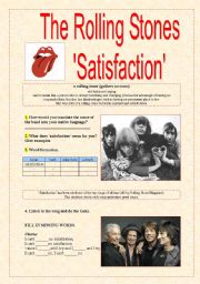 English Worksheet: SATISFACTION THE ROLLING STONES