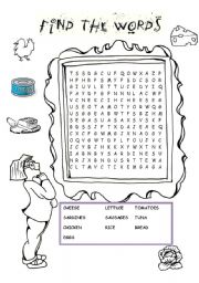 English Worksheet: food wordsearch