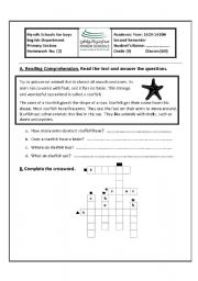 English worksheet: wonderful sea animal is called a starfish