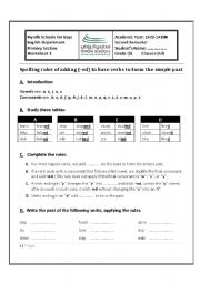 English Worksheet: Spelling rules of adding (-ed)  , past