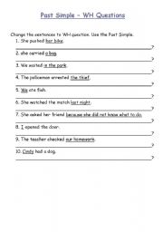 English Worksheet: Past Simple - WH questions