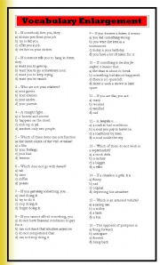 English Worksheet: Vocabulary Enlargement