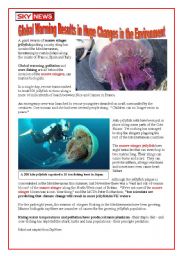 English Worksheet: GLOBAL WARMING - the invastion of jellyfish