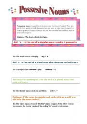 English worksheet: possessive nouns