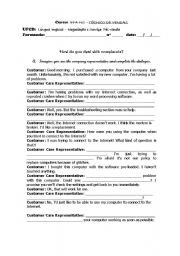 English worksheet: Dealing with complaints