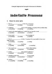 English Worksheet: Indefinite Pronouns