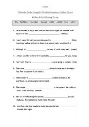 English Worksheet: Too, Enough, Few, Little EXAM