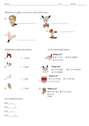 English Worksheet: Activities Parts of the body
