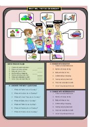English Worksheet: WHAT WILL THEY DO ON SUNDAY?