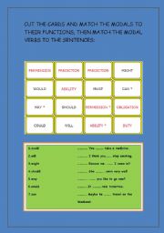 English worksheet: MODALS AND THEIR FUNCTIONS