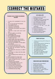 English Worksheet: correct the mistakes 4