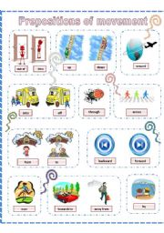 Prepositions of movement, poster (B&W version also included)