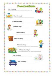 English Worksheet: present cotiuous