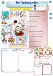 English Worksheet: lets keep fit