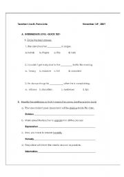 English Worksheet: Intermediate Level quiz