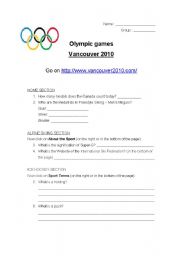 English Worksheet: Vancouver winter olympic games