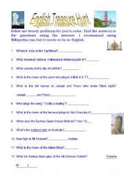 English Worksheet: English treasure hunt