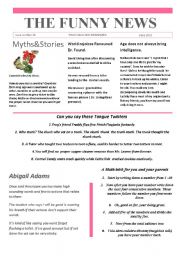 English Worksheet:   Funny News issue number 25 conversation,reading and writing prompts