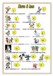 English Worksheet: HAVE & HAS FOR LITTLE ONES
