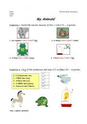 English worksheet: ANIMALS