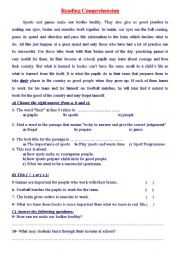 English Worksheet: reading comprehension