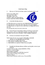 English worksheet: In the sports shop