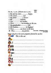 English Worksheet: possessive and to be