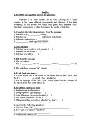 English worksheet: reading