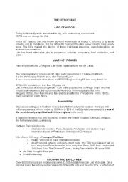 English worksheet: The city of Lille (northern France)