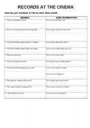 English Worksheet: Records at the cinema 2 / 2