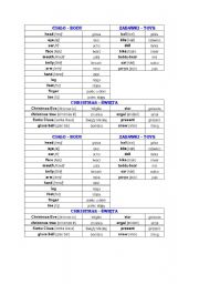 English Worksheet: Body, Christmas,Toys - words