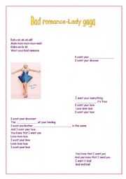 English Worksheet: Lady gaga-Bad romance