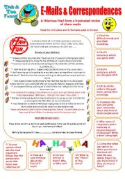 English Worksheet: E-Mails & Correspondences - Reading & Writing activities with 11 questions