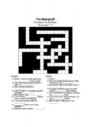 English Worksheet: Food crossword & key