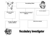 English Worksheet: Vocabulary Investigator