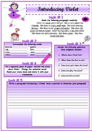 English Worksheet: Multi-Task worksheet 1...Violet !!!
