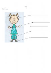 English worksheet: Parts of the body (kindgarden)