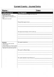 English Worksheet: Current Events Journal