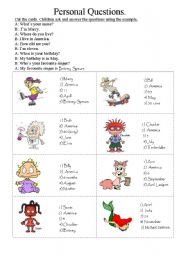 English Worksheet: Identity Cards. Personal questions.