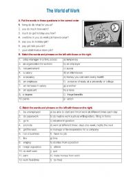 English Worksheet: The world of work